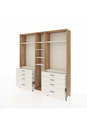 Hyperion Dolap 8 Raflı 8 Çekmeceli 3 Askılı 220x44x243 Çam-Aytaşı/Aytaşı