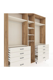 Hyperion Dolap 8 Raflı 8 Çekmeceli 3 Askılı 220x44x243 Çam-Aytaşı/Aytaşı