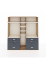 Hyperion Dolap 8 Raflı 8 Çekmeceli 3 Askılı 220x44x243 Çam-Aytaşı/Antrasit