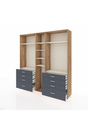 Hyperion Dolap 8 Raflı 8 Çekmeceli 3 Askılı 220x44x243 Çam-Aytaşı/Antrasit