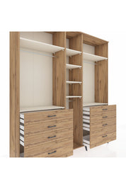 Hyperion Dolap 8 Raflı 8 Çekmeceli 3 Askılı 220x44x243 Çam-Aytaşı/Çam