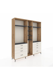 Hyperion Dolap 8 Raflı 8 Çekmeceli 3 Askılı 220x44x243 Çam-Antrasit/Aytaşı