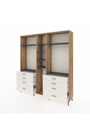 Hyperion Dolap 8 Raflı 8 Çekmeceli 3 Askılı 220x44x243 Çam-Antrasit/Aytaşı