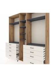 Hyperion Dolap 8 Raflı 8 Çekmeceli 3 Askılı 220x44x243 Çam-Antrasit/Aytaşı