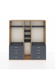 Hyperion Dolap 8 Raflı 8 Çekmeceli 3 Askılı 220x44x243 Çam-Antrasit/Antrasit