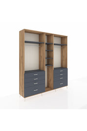 Hyperion Dolap 8 Raflı 8 Çekmeceli 3 Askılı 220x44x243 Çam-Antrasit/Antrasit