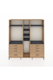 Hyperion Dolap 8 Raflı 8 Çekmeceli 3 Askılı 220x44x243 Çam-Antrasit/Çam