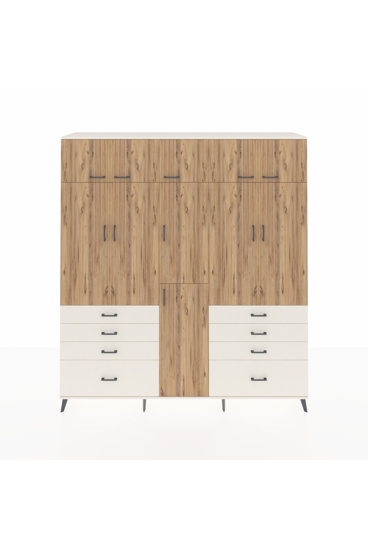 Hyperion Dolap 8 Raflı 8 Çekmeceli 3 Askılı 220x44x243 Aytaşı-Çam/Aytaşı