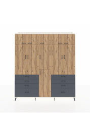 Hyperion Dolap 8 Raflı 8 Çekmeceli 3 Askılı 220x44x243 Aytaşı-Çam/Antrasit