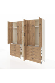Hyperion Dolap 8 Raflı 8 Çekmeceli 3 Askılı 220x44x243 Aytaşı-Çam/Çam