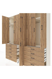 Hyperion Dolap 8 Raflı 8 Çekmeceli 3 Askılı 220x44x243 Aytaşı-Çam/Çam