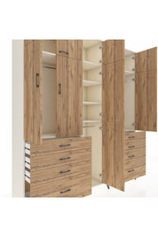 Hyperion Dolap 8 Raflı 8 Çekmeceli 3 Askılı 220x44x243 Aytaşı-Çam/Çam