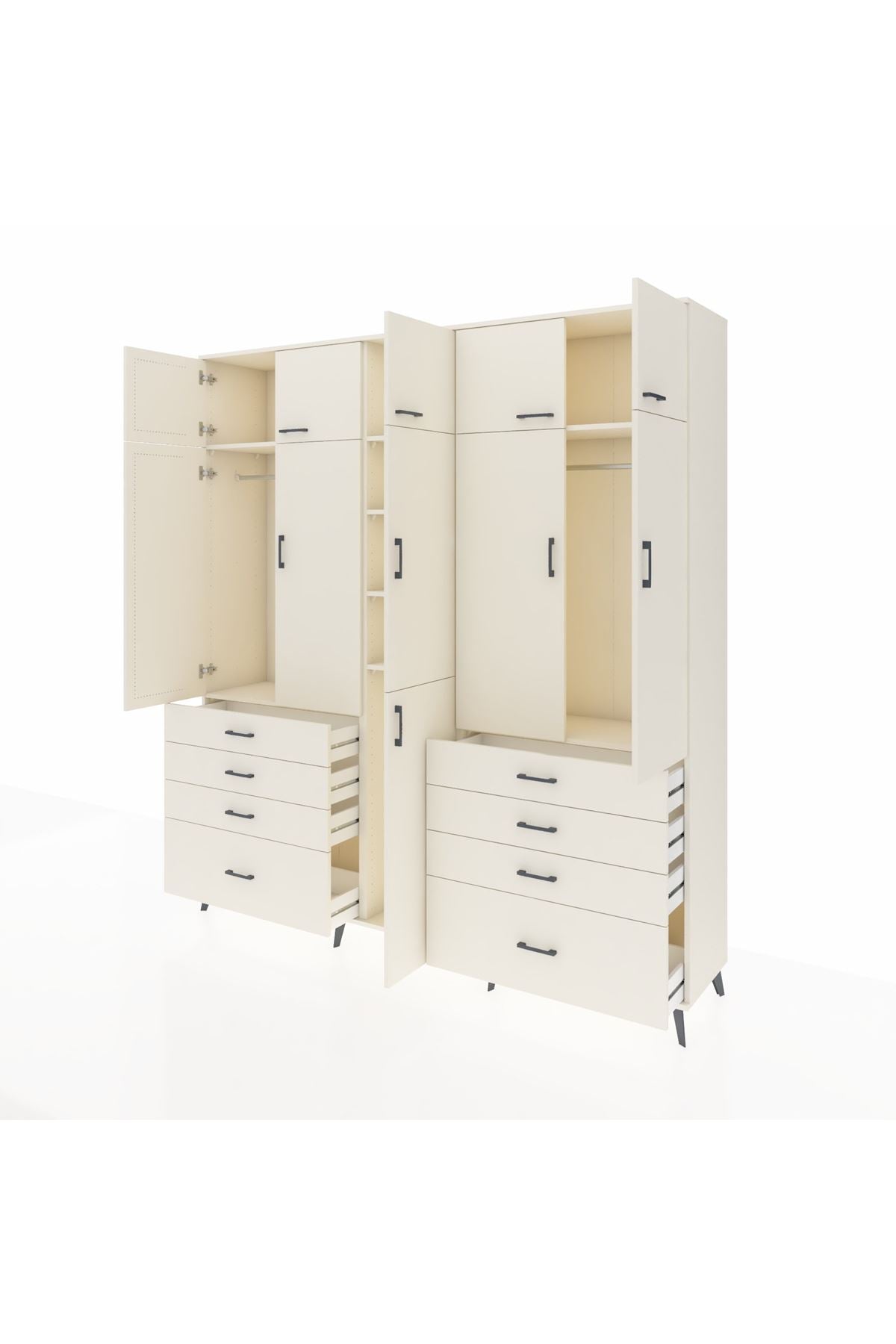 Hyperion Dolap 8 Raflı 8 Çekmeceli 3 Askılı 220x44x243 Aytaşı-Aytaşı/Aytaşı