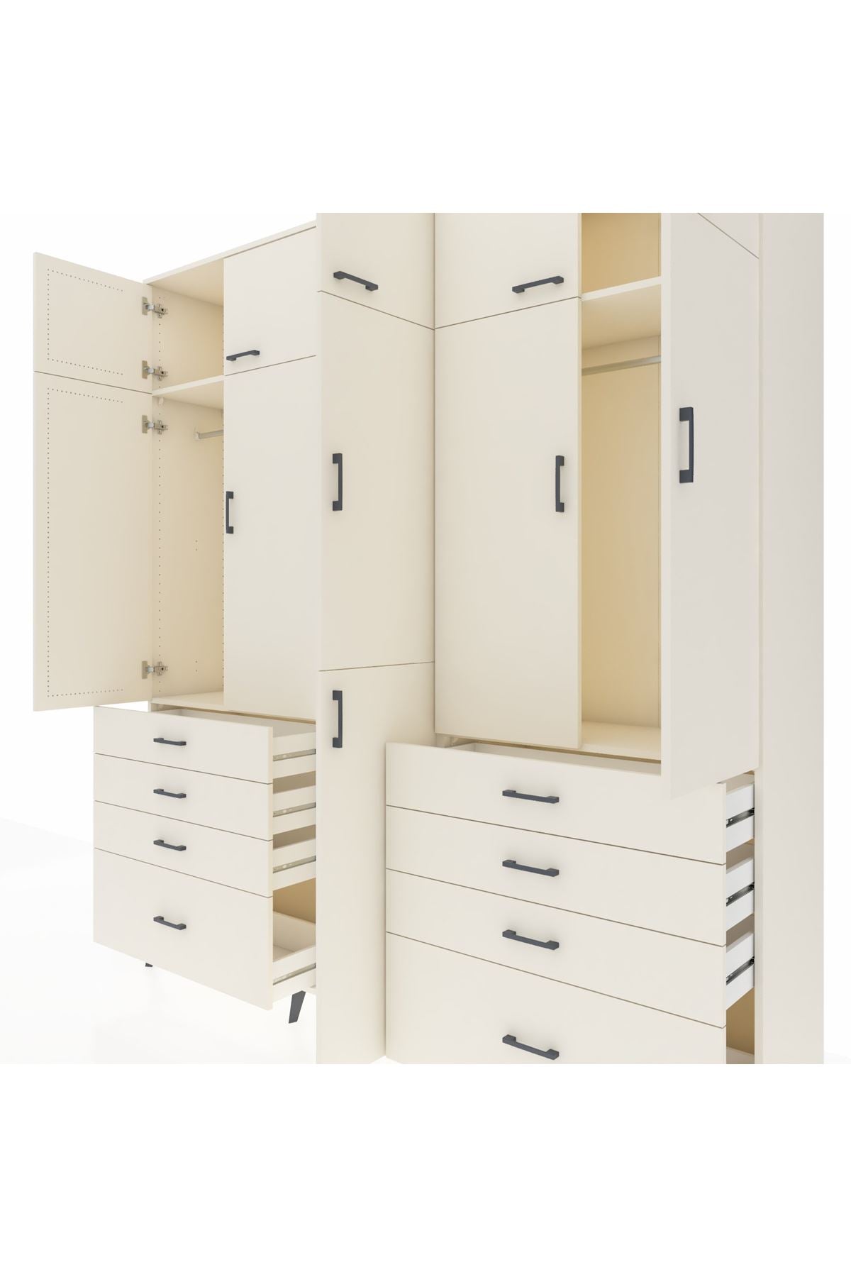 Hyperion Dolap 8 Raflı 8 Çekmeceli 3 Askılı 220x44x243 Aytaşı-Aytaşı/Aytaşı