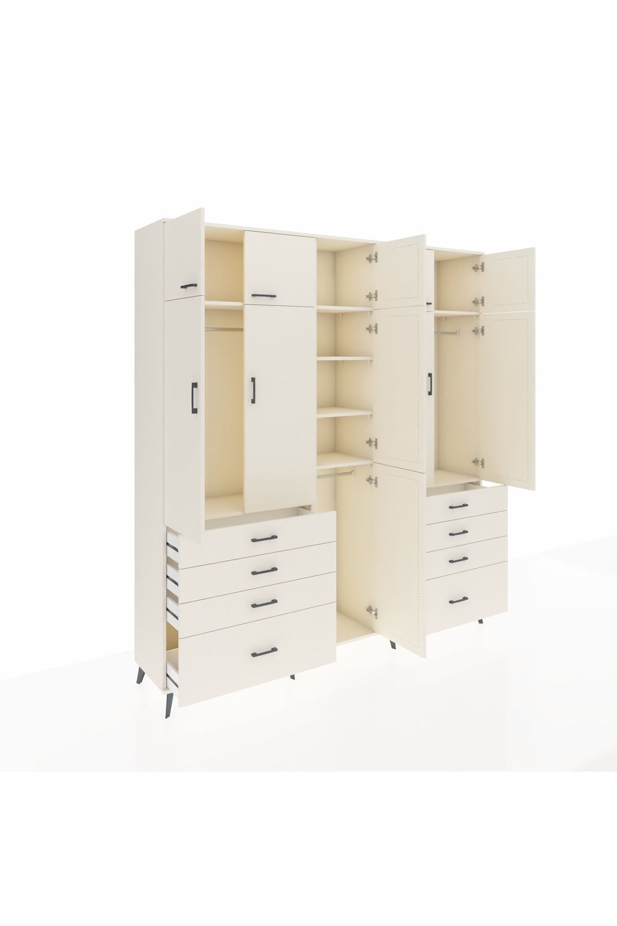 Hyperion Dolap 8 Raflı 8 Çekmeceli 3 Askılı 220x44x243 Aytaşı-Aytaşı/Aytaşı