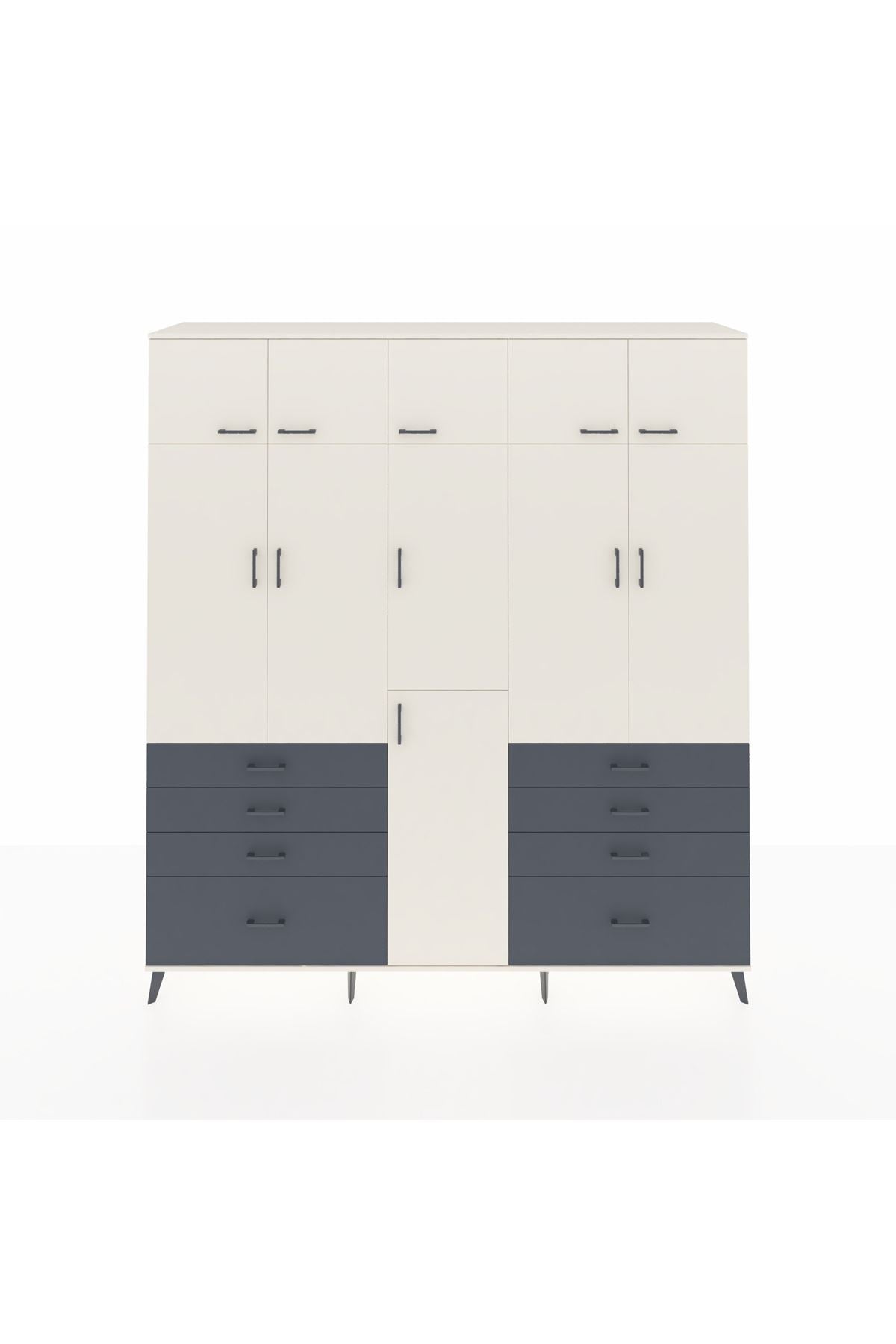 Hyperion Dolap 8 Raflı 8 Çekmeceli 3 Askılı 220x44x243 Aytaşı-Aytaşı/Antrasit