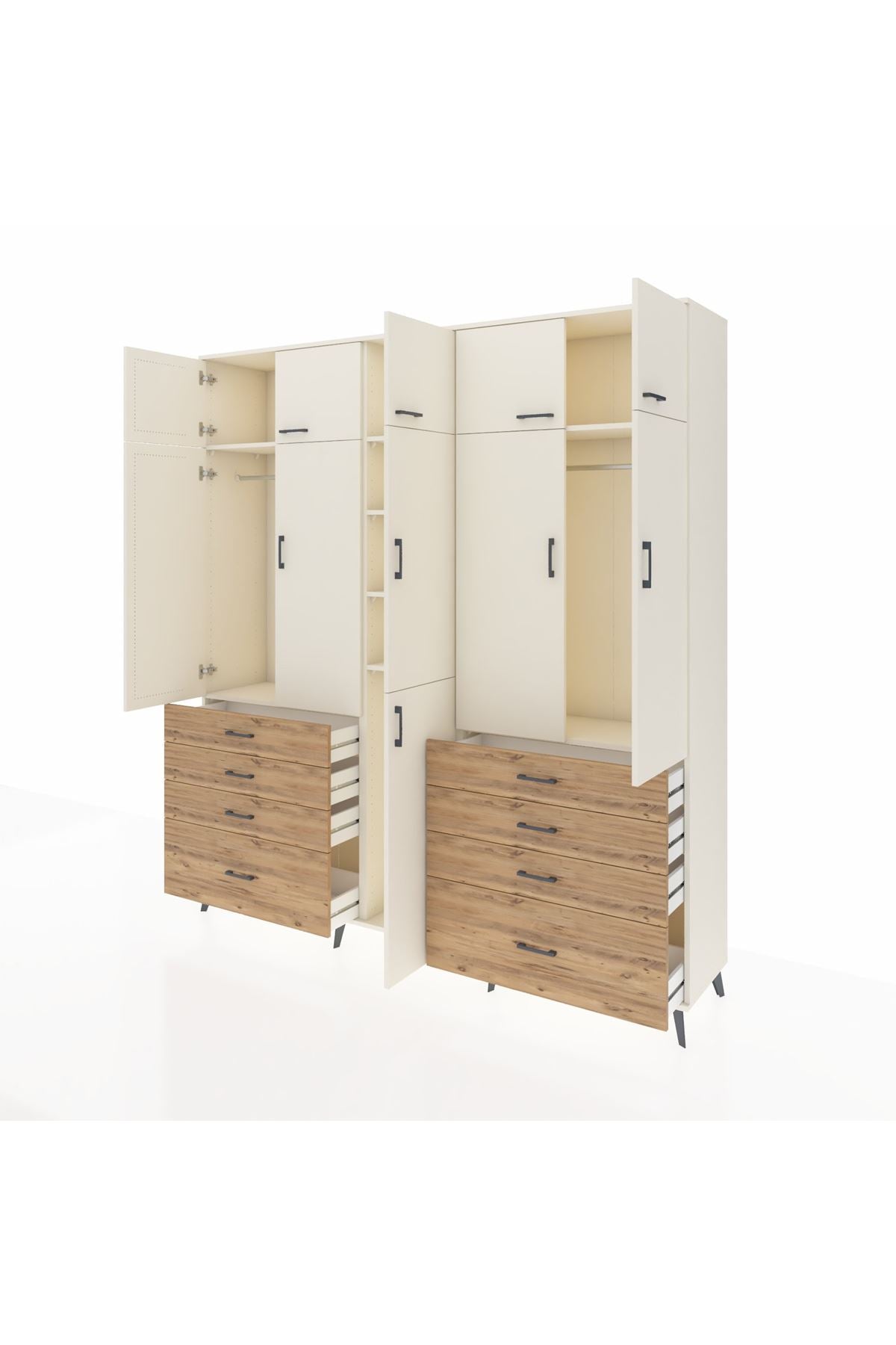 Hyperion Dolap 8 Raflı 8 Çekmeceli 3 Askılı 220x44x243 Aytaşı-Aytaşı/Çam