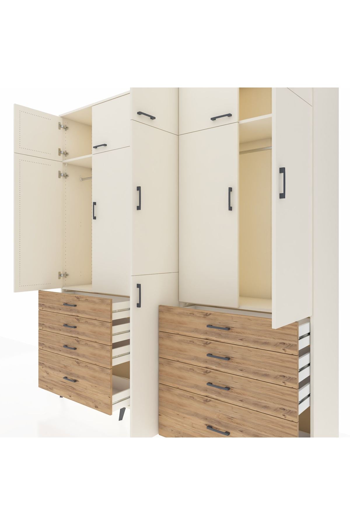 Hyperion Dolap 8 Raflı 8 Çekmeceli 3 Askılı 220x44x243 Aytaşı-Aytaşı/Çam