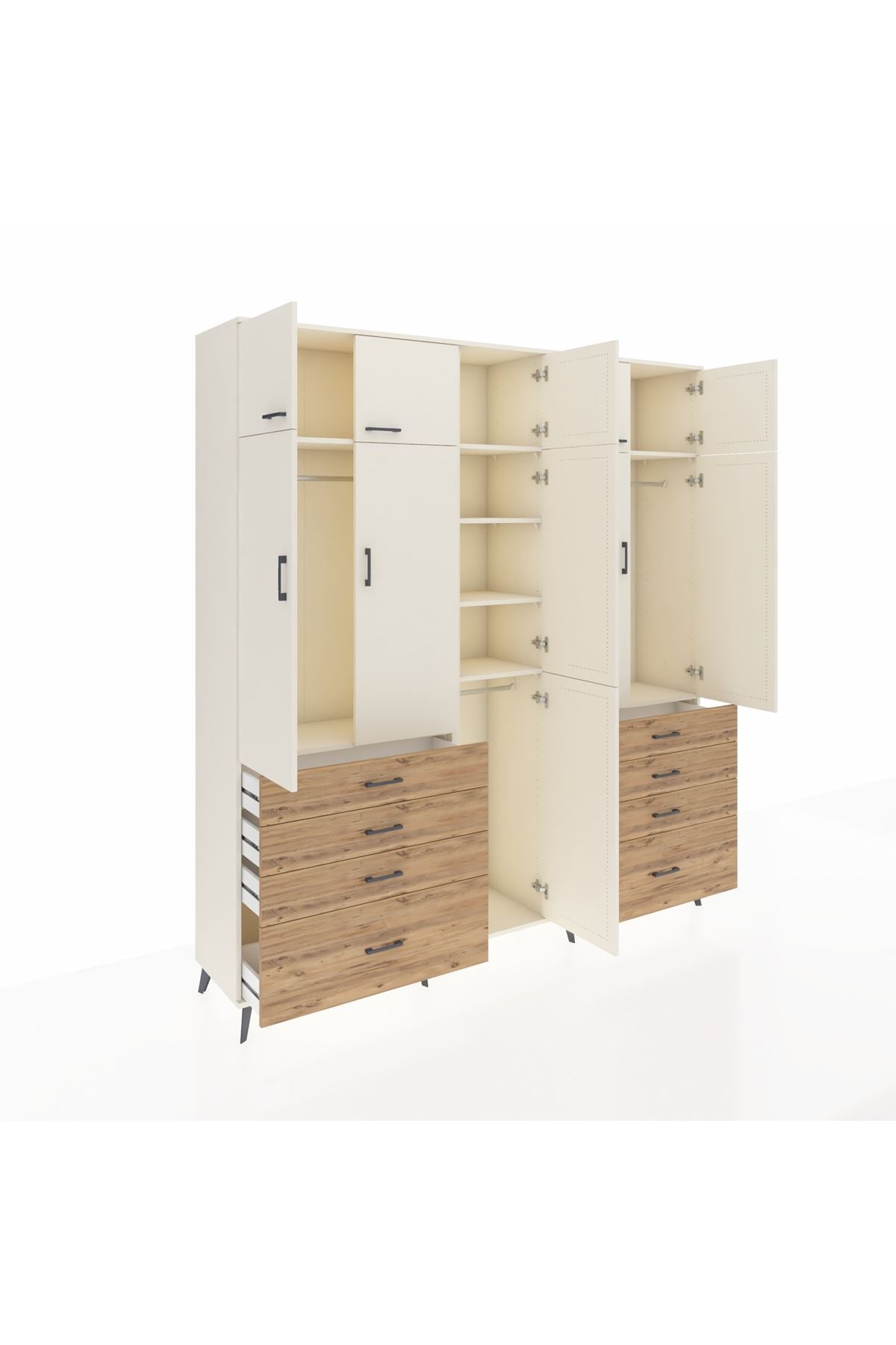 Hyperion Dolap 8 Raflı 8 Çekmeceli 3 Askılı 220x44x243 Aytaşı-Aytaşı/Çam