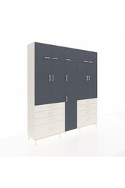 Hyperion Dolap 8 Raflı 8 Çekmeceli 3 Askılı 220x44x243 Aytaşı-Antrasit/Aytaşı