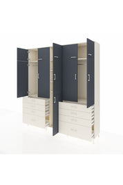 Hyperion Dolap 8 Raflı 8 Çekmeceli 3 Askılı 220x44x243 Aytaşı-Antrasit/Aytaşı