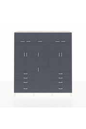 Hyperion Dolap 8 Raflı 8 Çekmeceli 3 Askılı 220x44x243 Aytaşı-Antrasit/Antrasit