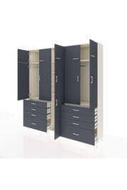 Hyperion Dolap 8 Raflı 8 Çekmeceli 3 Askılı 220x44x243 Aytaşı-Antrasit/Antrasit