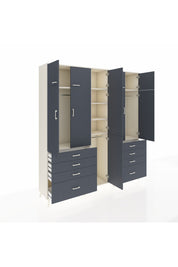 Hyperion Dolap 8 Raflı 8 Çekmeceli 3 Askılı 220x44x243 Aytaşı-Antrasit/Antrasit