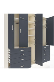 Hyperion Dolap 8 Raflı 8 Çekmeceli 3 Askılı 220x44x243 Aytaşı-Antrasit/Antrasit