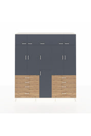 Hyperion Dolap 8 Raflı 8 Çekmeceli 3 Askılı 220x44x243 Aytaşı-Antrasit/Çam