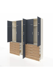 Hyperion Dolap 8 Raflı 8 Çekmeceli 3 Askılı 220x44x243 Aytaşı-Antrasit/Çam