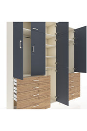 Hyperion Dolap 8 Raflı 8 Çekmeceli 3 Askılı 220x44x243 Aytaşı-Antrasit/Çam