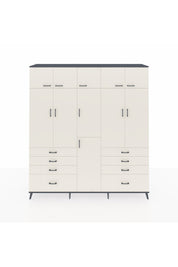 Hyperion Dolap 8 Raflı 8 Çekmeceli 3 Askılı 220x44x243 Antrasit-Aytaşı/Aytaşı