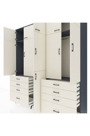 Hyperion Dolap 8 Raflı 8 Çekmeceli 3 Askılı 220x44x243 Antrasit-Aytaşı/Aytaşı