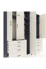 Hyperion Dolap 8 Raflı 8 Çekmeceli 3 Askılı 220x44x243 Antrasit-Aytaşı/Aytaşı