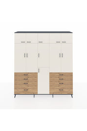 Hyperion Dolap 8 Raflı 8 Çekmeceli 3 Askılı 220x44x243 Antrasit-Aytaşı/Çam