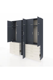 Hyperion Dolap 8 Raflı 8 Çekmeceli 3 Askılı 220x44x243 Antrasit-Antrasit/Aytaşı