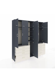 Hyperion Dolap 8 Raflı 8 Çekmeceli 3 Askılı 220x44x243 Antrasit-Antrasit/Aytaşı