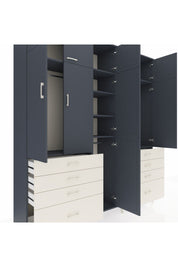 Hyperion Dolap 8 Raflı 8 Çekmeceli 3 Askılı 220x44x243 Antrasit-Antrasit/Aytaşı