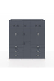 Hyperion Dolap 8 Raflı 8 Çekmeceli 3 Askılı 220x44x243 Antrasit-Antrasit/Antrasit