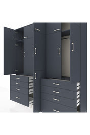 Hyperion Dolap 8 Raflı 8 Çekmeceli 3 Askılı 220x44x243 Antrasit-Antrasit/Antrasit