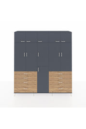 Hyperion Dolap 8 Raflı 8 Çekmeceli 3 Askılı 220x44x243 Antrasit-Antrasit/Çam