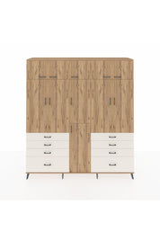 Hyperion Dolap 8 Raflı 8 Çekmeceli 3 Askılı 220x44x243 Çam-Çam/Aytaşı