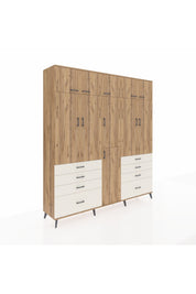 Hyperion Dolap 8 Raflı 8 Çekmeceli 3 Askılı 220x44x243 Çam-Çam/Aytaşı