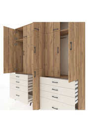 Hyperion Dolap 8 Raflı 8 Çekmeceli 3 Askılı 220x44x243 Çam-Çam/Aytaşı