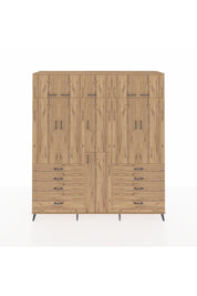 Hyperion Dolap 8 Raflı 8 Çekmeceli 3 Askılı 220x44x243 Çam-Çam/Çam