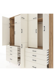 Hyperion Dolap 8 Raflı 8 Çekmeceli 3 Askılı 220x44x243 Çam-Aytaşı/Aytaşı