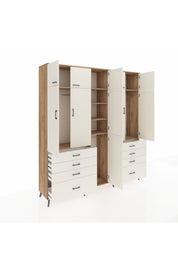 Hyperion Dolap 8 Raflı 8 Çekmeceli 3 Askılı 220x44x243 Çam-Aytaşı/Aytaşı
