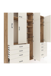 Hyperion Dolap 8 Raflı 8 Çekmeceli 3 Askılı 220x44x243 Çam-Aytaşı/Aytaşı