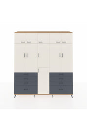 Hyperion Dolap 8 Raflı 8 Çekmeceli 3 Askılı 220x44x243 Çam-Aytaşı/Antrasit